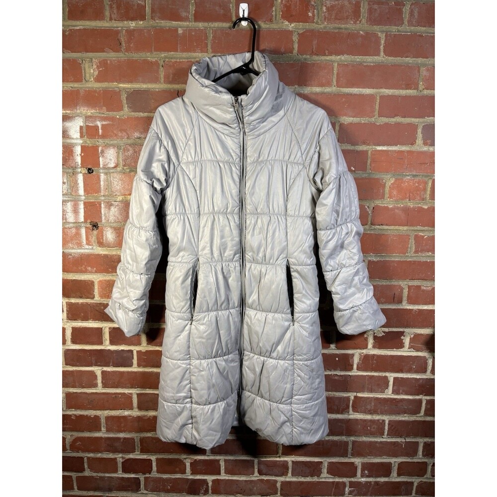Patagonia Lidia Parka Grey Long Full Zip Puffer Pockets Jacket Womens Small